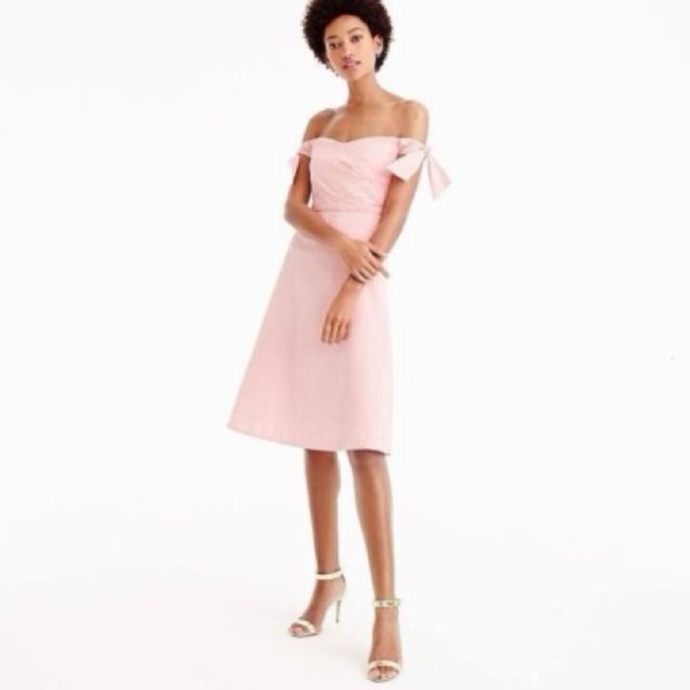 J. Crew Pink Off-Shoulder Seersucker Dress